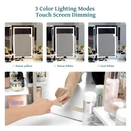 Karolinka Tri-Fold Mirror with Outlets Vanity Set