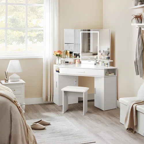 Karolinka Tri-Fold Mirror with Outlets Vanity Set