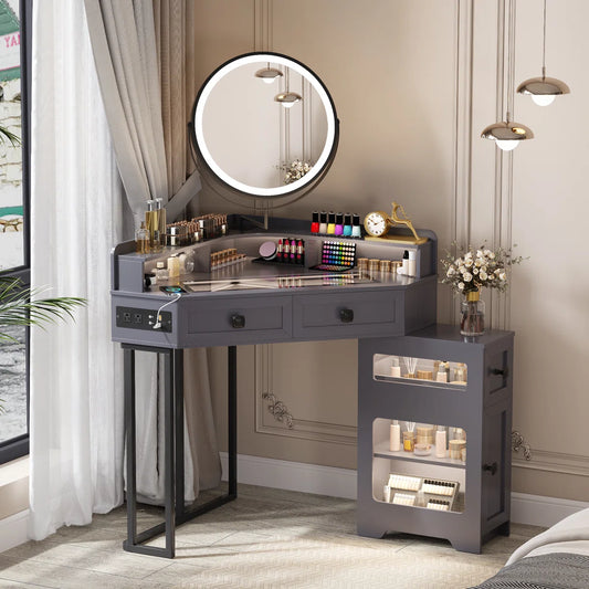 Machalik Corner Makeup Vanity With Mirror
